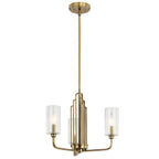 KICHLER 52410BNB Kimrose 3 Light Chandelier With Clear Fluted Glass In Brushed Natural Brass