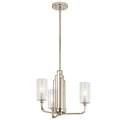 KICHLER 52410PN Kimrose 3 Light Chandelier With Clear Fluted Glass In Polished Nickel And Satin Nickel