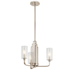 KICHLER 52410PN Kimrose 3 Light Chandelier With Clear Fluted Glass In Polished Nickel And Satin Nickel