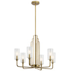 KICHLER 52411BNB Kimrose 6 Light Chandelier With Clear Fluted Glass In Brushed Natural Brass