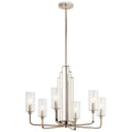 KICHLER 52411PN Kimrose 6 Light Chandelier With Clear Fluted Glass In Polished Nickel And Satin Nickel