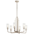 KICHLER 52411PN Kimrose 6 Light Chandelier With Clear Fluted Glass In Polished Nickel And Satin Nickel