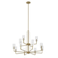 KICHLER 52412BNB Kimrose 12 Light Chandelier With Clear Fluted Glass In Brushed Natural Brass