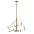 KICHLER 52412BNB Kimrose 12 Light Chandelier With Clear Fluted Glass In Brushed Natural Brass