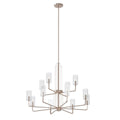 KICHLER 52412PN Kimrose 12 Light Chandelier With Clear Fluted Glass In Polished Nickel And Satin Nickel