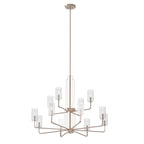 KICHLER 52412PN Kimrose 12 Light Chandelier With Clear Fluted Glass In Polished Nickel And Satin Nickel