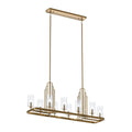 KICHLER 52413BNB Kimrose 10 Light Linear Chandelier With Clear Fluted Glass In Brushed Natural Brass