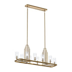 KICHLER 52413BNB Kimrose 10 Light Linear Chandelier With Clear Fluted Glass In Brushed Natural Brass