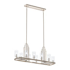 KICHLER 52413PN Kimrose 10 Light Linear Chandelier With Clear Fluted Glass In Polished Nickel And Satin Nickel