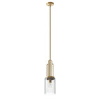 KICHLER 52414BNB Kimrose 1 Light Mini Pendant With Clear Fluted Glass In Brushed Natural Brass