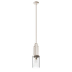 KICHLER 52414PN Kimrose 1 Light Mini Pendant With Clear Fluted Glass In Polished Nickel And Satin Nickel