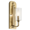 KICHLER 52415BNB Kimrose 1 Light Wall Sconce With Clear Fluted Glass In Brushed Natural Brass