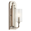 KICHLER 52415PN Kimrose 1 Light Wall Sconce With Clear Fluted Glass In Polished Nickel And Satin Nickel