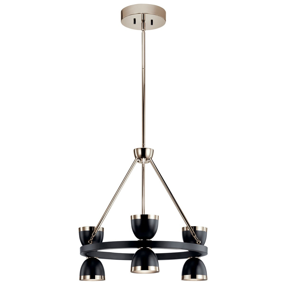KICHLER 52417BKLED Baland 22" 6 Light Chandelier Black and Polished Nickel