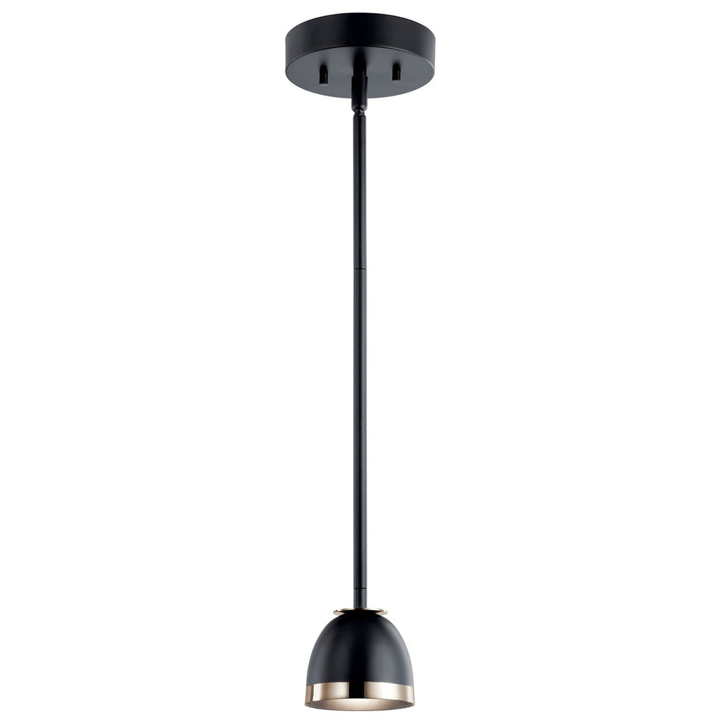 KICHLER 52419BKLED Baland 4" 1 Light Mini Pendant Black and Polished Nickel