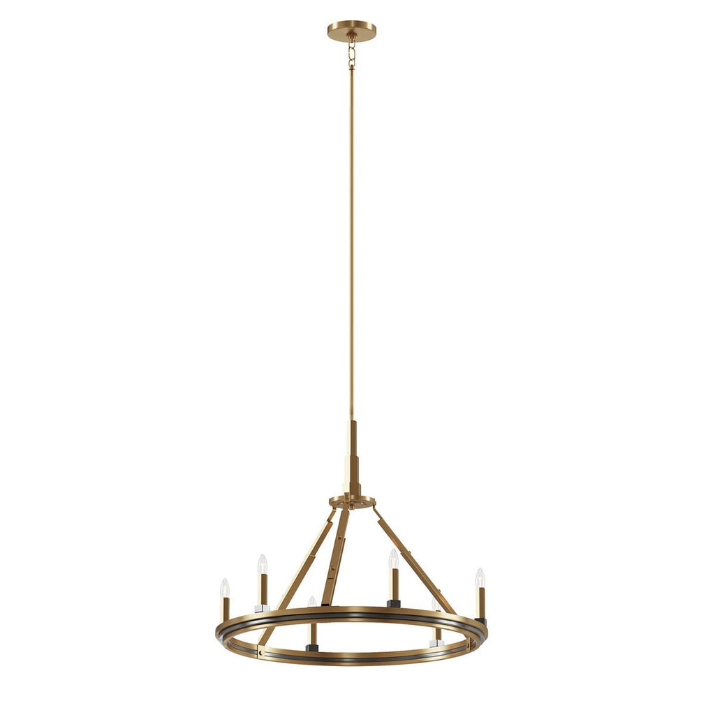 KICHLER 52420BNB Emmala 24 Inch 6 Light Chandelier In Brushed Natural Brass And Black