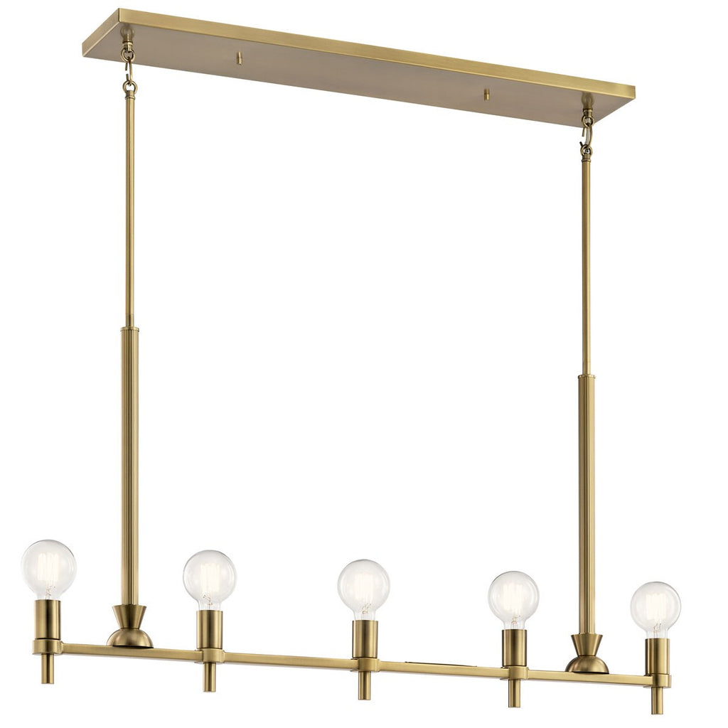 KICHLER 52425BNB Torvee 42" 5 Light Linear Chandelier Brushed Natural Brass