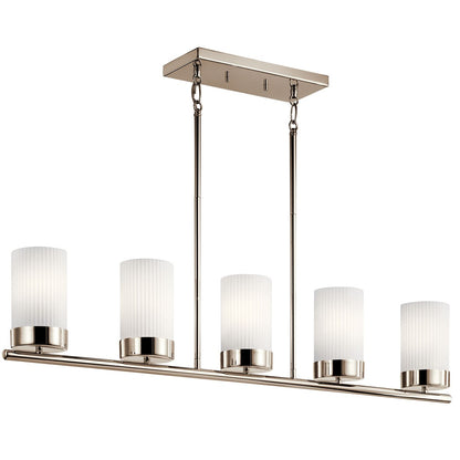 KICHLER 52430PN Ciona Five Light Linear Chandelier Polished Nickel