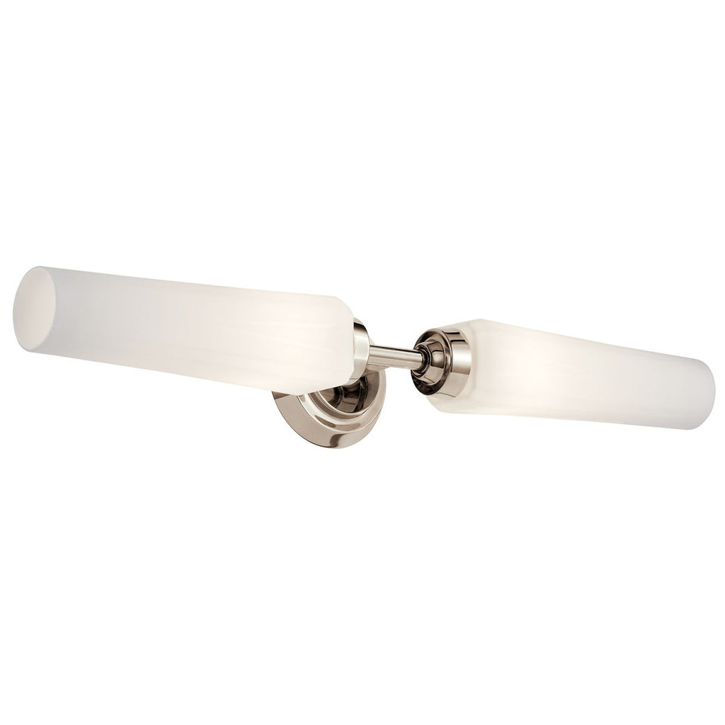 KICHLER 55075PN Truby 24.75" 2 Light Vanity Light With Satin Etched Cased Opal Glass Polished Nickel