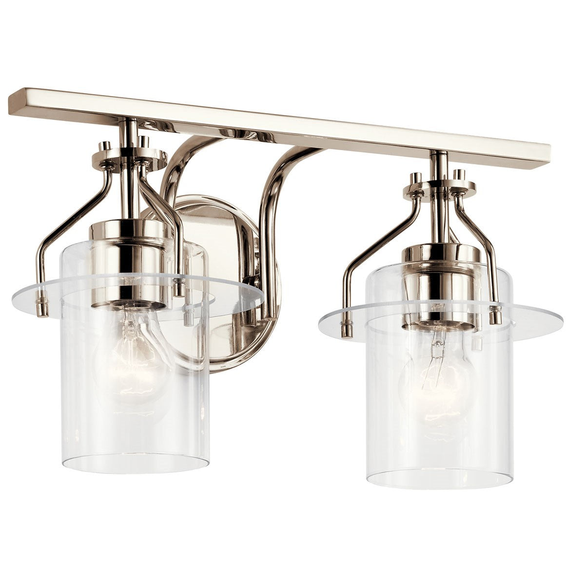 KICHLER 55078PN Everett 16 Inch 2 Light Vanity Light with Clear Glass in Polished Nickel