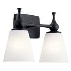 KICHLER 55091BK Cosabella 15" 2 Light Vanity Light With Etched White Glass Black