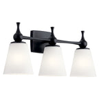 KICHLER 55092BK Cosabella 24" 3 Light Vanity Light With Etched White Glass Black