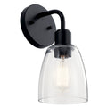KICHLER 55100BK Meller 11" 1 Light Wall Sconce With Clear Glass Black