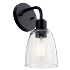 KICHLER 55100BK Meller 11" 1 Light Wall Sconce With Clear Glass Black