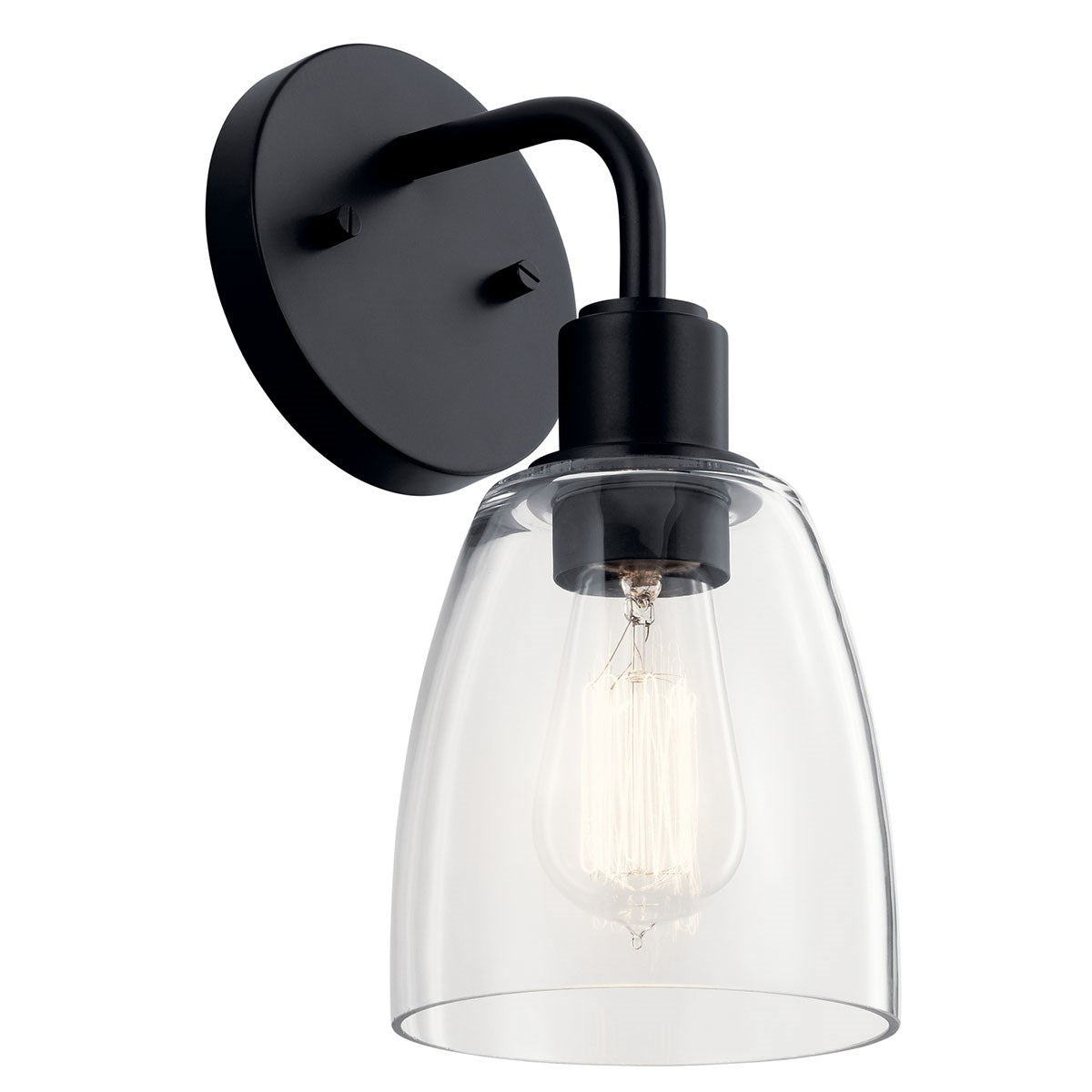 KICHLER 55100BK Meller 11" 1 Light Wall Sconce With Clear Glass Black