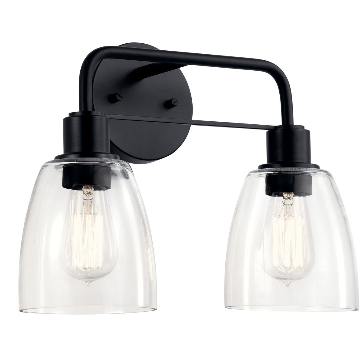 KICHLER 55101BK Meller 15" 2 Light Vanity Light With Clear Glass Black