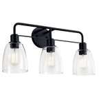 KICHLER 55102BK Meller 24" 3 Light Vanity Light With Clear Glass Black