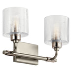 KICHLER 55106SN Harvan 15" 2 Light Vanity Light with Clear Ribbed Glass Satin Nickel