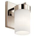 KICHLER 55110PN Ciona 9" 1 Light Wall Sconce With Round Ribbed Glass Polished Nickel