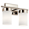KICHLER 55111PN Ciona 14.5" 2 Light Vanity Light With Round Ribbed Glass Polished Nickel
