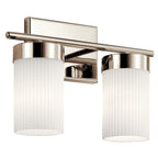 KICHLER 55111PN Ciona 14.5" 2 Light Vanity Light With Round Ribbed Glass Polished Nickel
