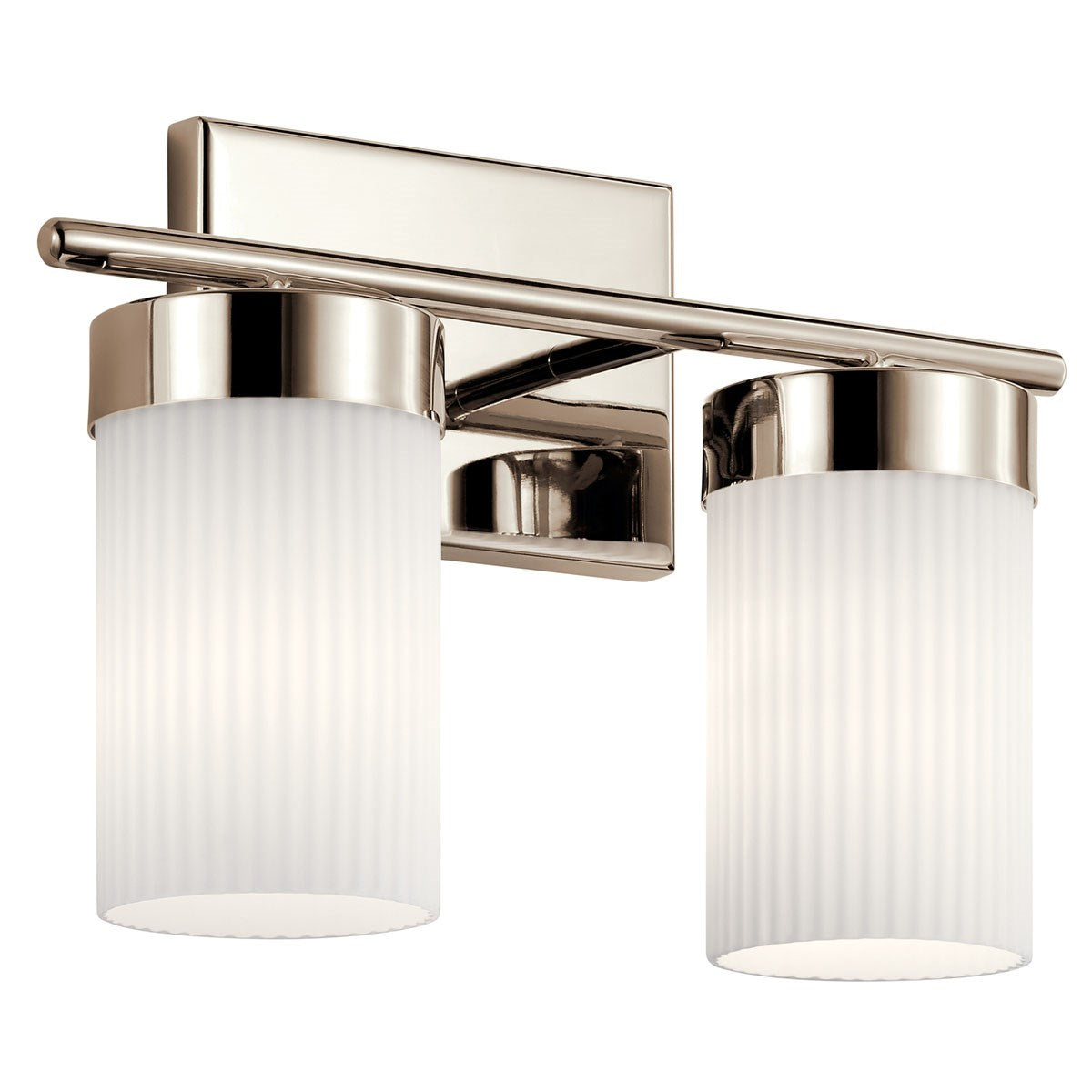KICHLER 55111PN Ciona 14.5" 2 Light Vanity Light With Round Ribbed Glass Polished Nickel