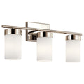 KICHLER 55112PN Ciona 24" 3 Light Vanity Light With Round Ribbed Glass Polished Nickel