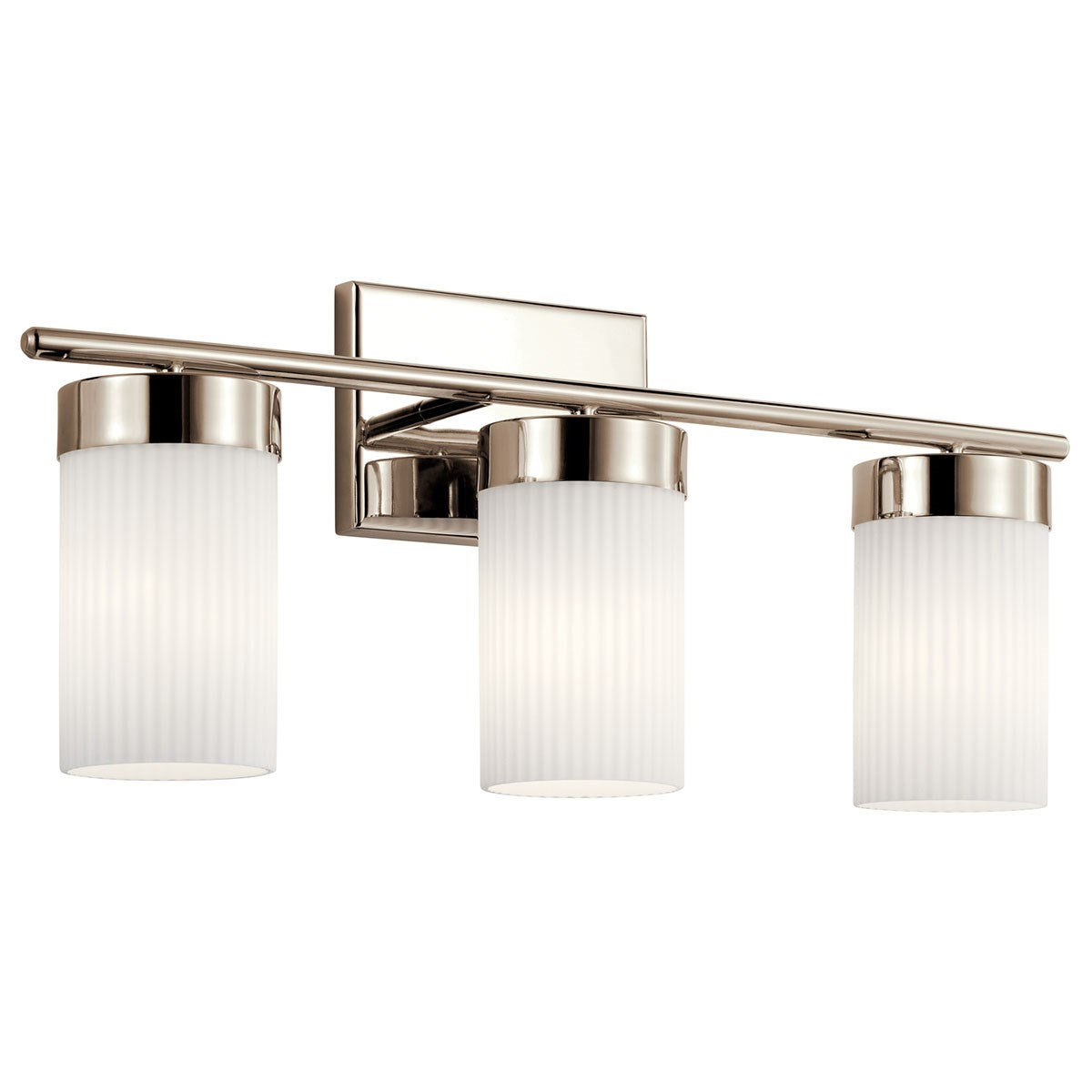 KICHLER 55112PN Ciona 24" 3 Light Vanity Light With Round Ribbed Glass Polished Nickel