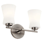 KICHLER 55116CLP Brianne 14.5" 2 Light Vanity Light with Satin Etched Cased Opal Glass Classic Pewter