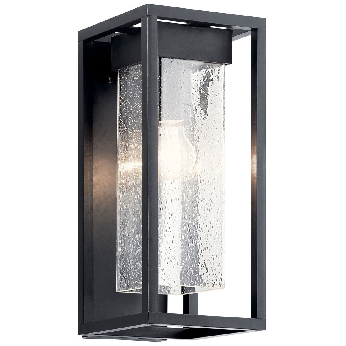 KICHLER 59061BSL Mercer 16 Inch 1 Light Outdoor Wall Light With Clear Seeded Glass In Black Finish