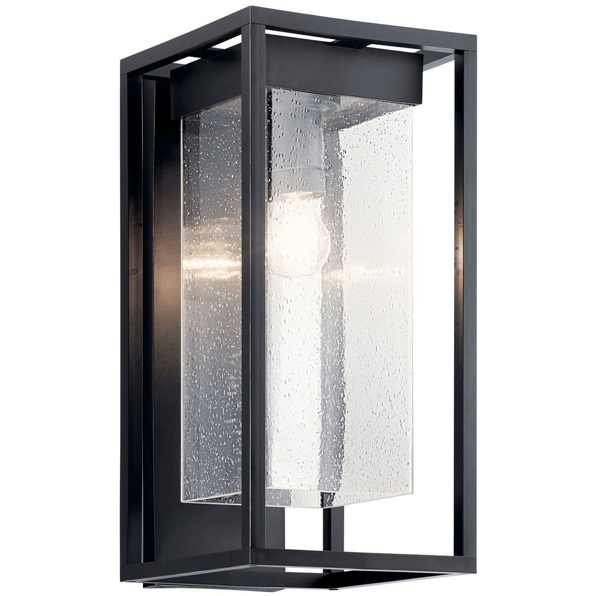 KICHLER 59062BSL Mercer 20 Inch 1 Light Outdoor Wall Light With Clear Seeded Glass In Black Finish