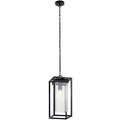 KICHLER 59064BSL Mercer 24 Inch 1 Light Outdoor Pendant With Clear Seeded Glass In Black Finish