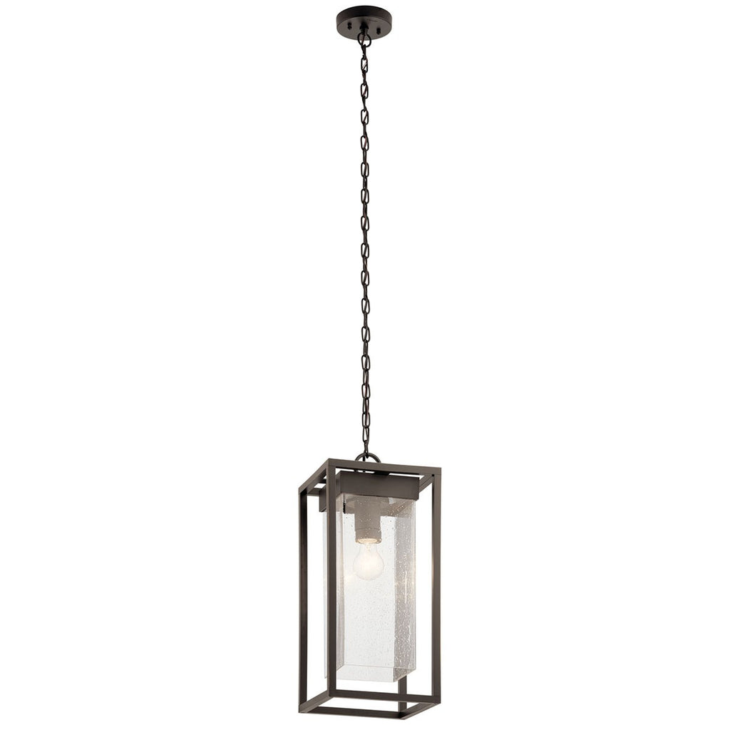 KICHLER 59064OZ Mercer 24 Inch 1 Light Outdoor Pendant With Clear Seeded Glass In Olde Bronze