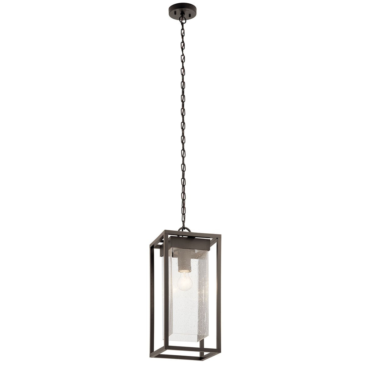 KICHLER 59064OZ Mercer 24 Inch 1 Light Outdoor Pendant With Clear Seeded Glass In Olde Bronze