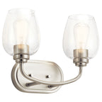 KICHLER 45128NICS Valserrano 14.50 inch 2 Light Vanity Light with Clear Seeded Glass in Brushed Nickel