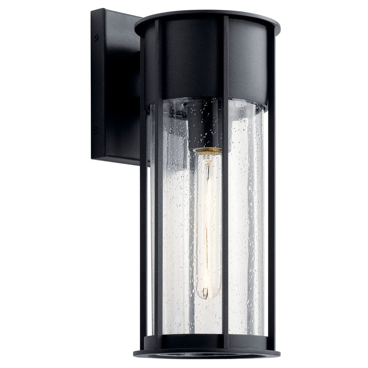 KICHLER 59080BKT Camillo 15" 1 Light Wall Light With Clear Seeded Glass Black