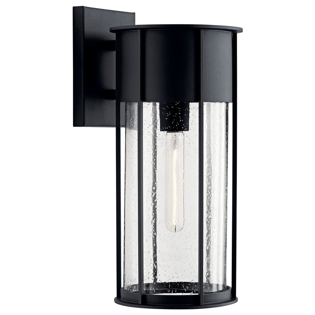 KICHLER 59081BKT Camillo 18" 1 Light Wall Light With Clear Seeded Glass Black