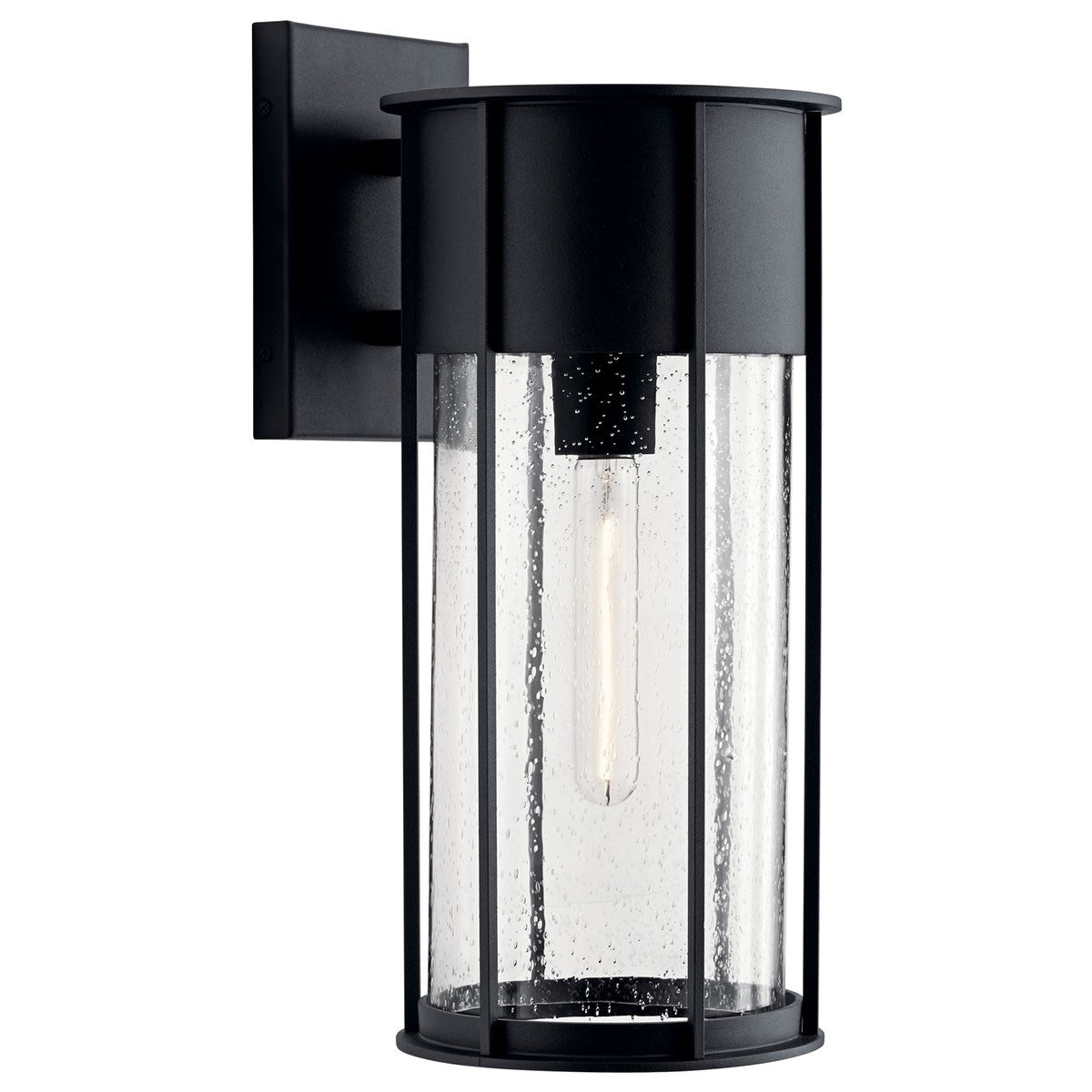KICHLER 59081BKT Camillo 18" 1 Light Wall Light With Clear Seeded Glass Black