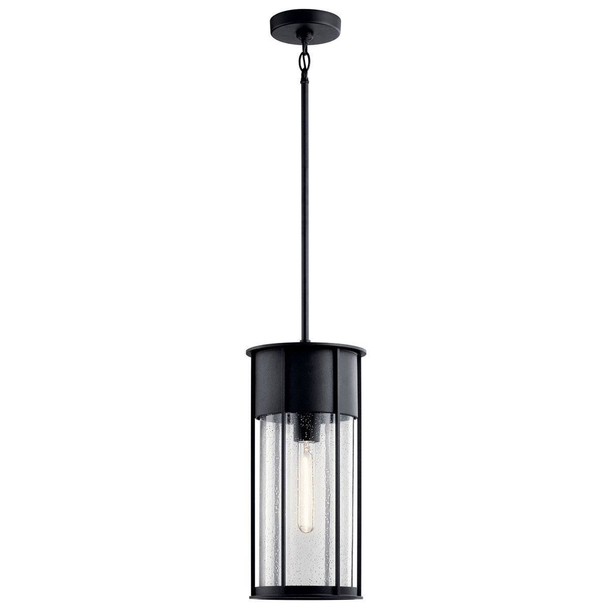 KICHLER 59082BKT Camillo 18" 1 Light Hanging Pendant With Clear Seeded Glass Black