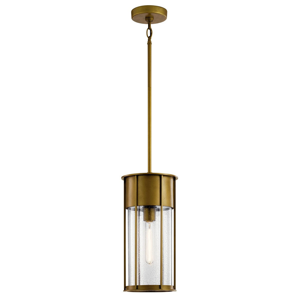 KICHLER 59082NBR Camillo 18" 1 Light Hanging Pendant With Clear Seeded Glass Natural Brass